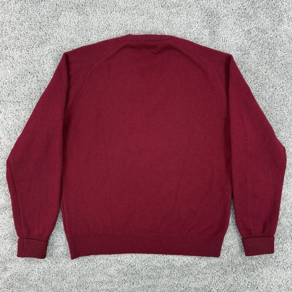 Vintage LL Bean Sweater Men's L Red 100% Virgin Lambswool Made In USA V-Neck